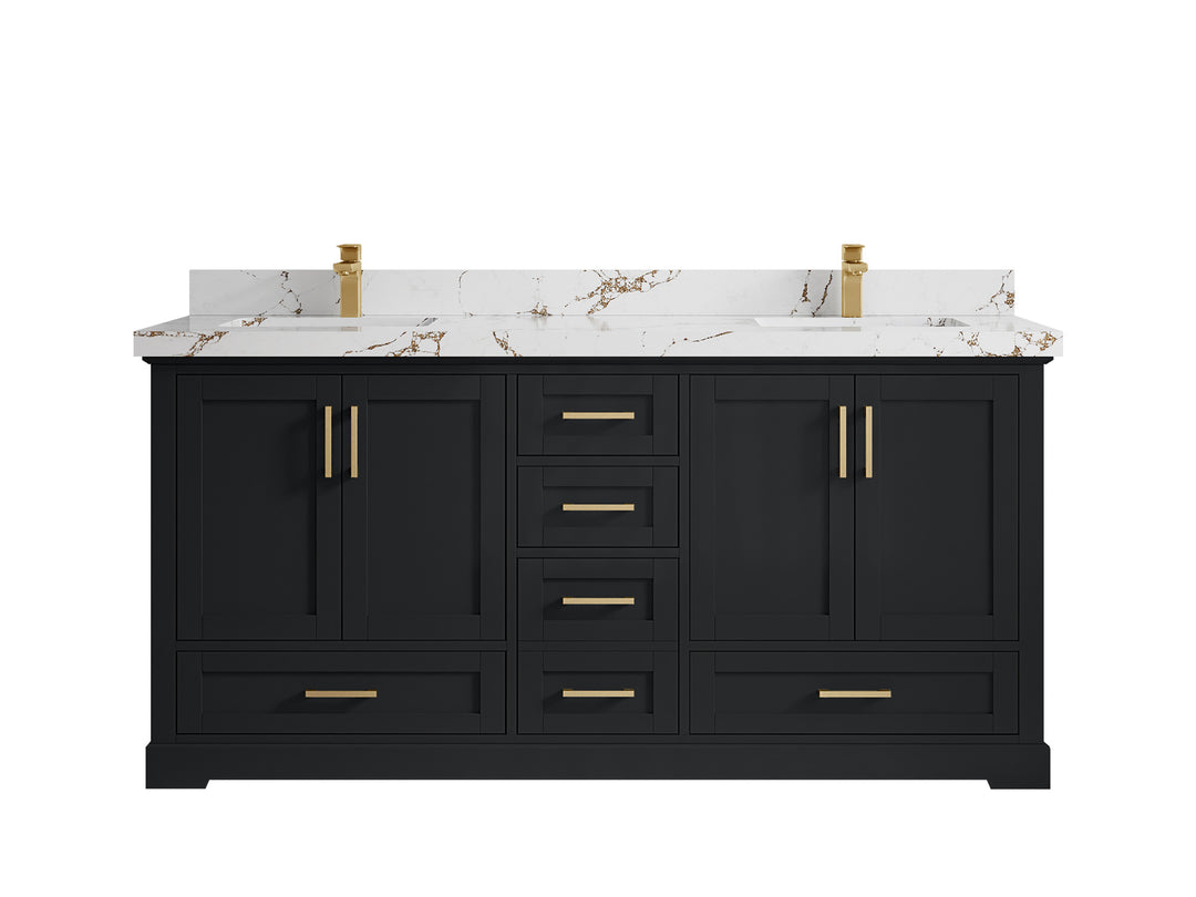 Boston 72 in. W x 22 in. D Double Sink Bathroom Vanity in Wrought Iron with 2 in Viola Brown Quartz Countertop