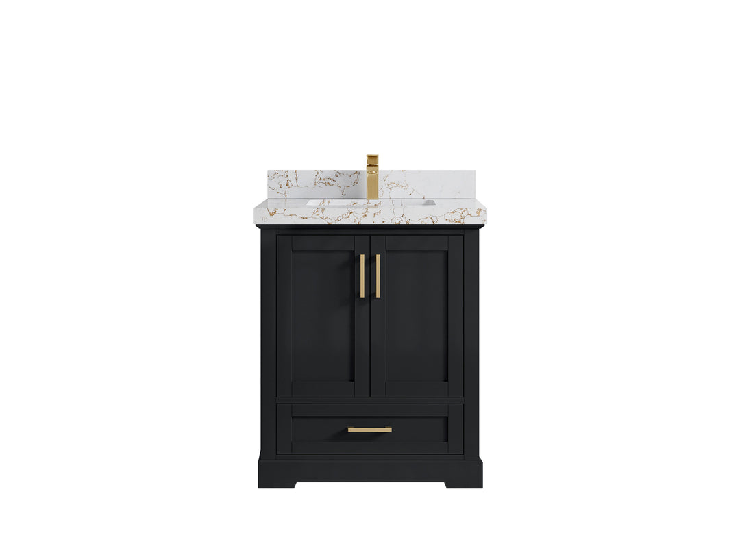 Boston 30 in. W x 22 in. D Single Sink Bathroom Vanity in Wrought Iron with 2 in Viola Gold Quartz Countertop