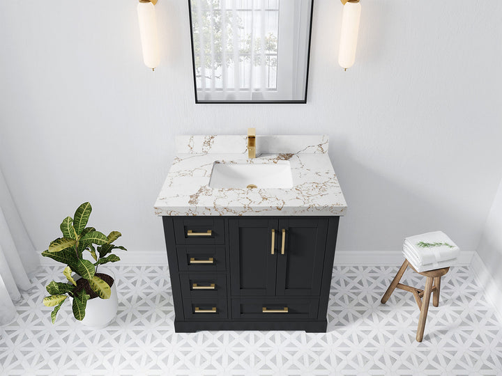 Boston 36" W x 22" D Center Sink Vanity for Modern Bathroom Spaces - photo 35