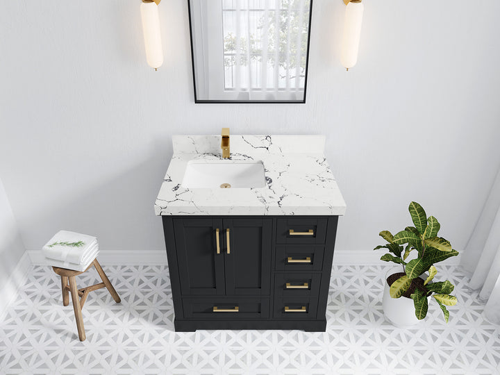 Boston 36 in. W x 22 in. D Left Offset Sink Bathroom Vanity - photo 38