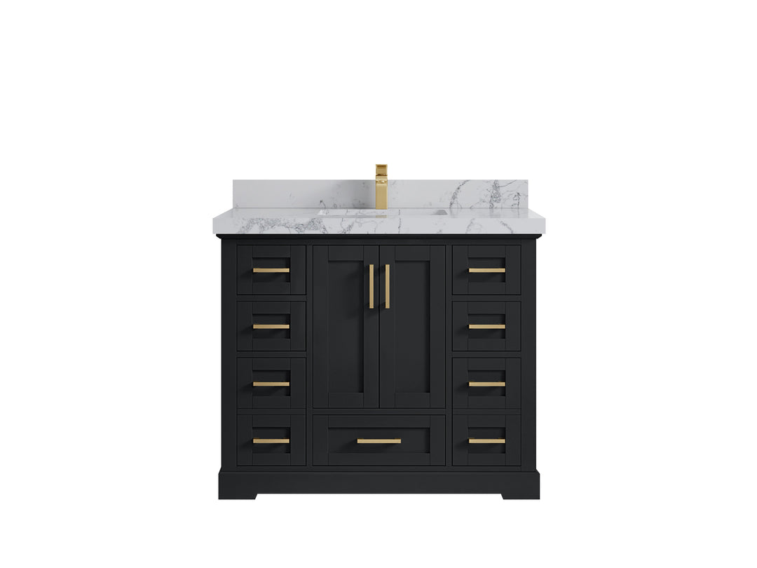 Boston 42 in. W x 22 in. D Single Sink Bathroom Vanity in Wrought Iron with 2 in Venatino Quartz Countertop