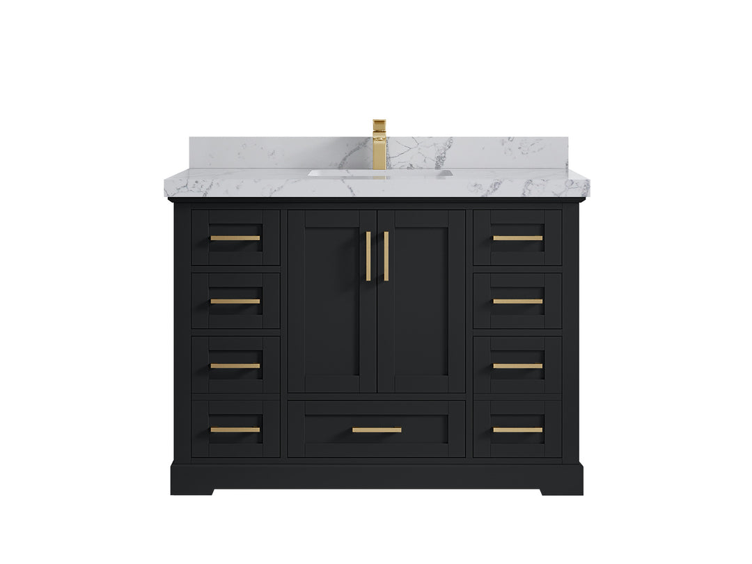 Boston 48 in. W x 22 in. D Single Sink Bathroom Vanity in Wrought Iron with 2 in Venatino Quartz Countertop