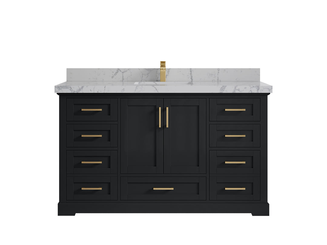 Boston 60 in. W x 22 in. D Single Sink Bathroom Vanity in Wrought Iron with 2 in Venatino Quartz Countertop