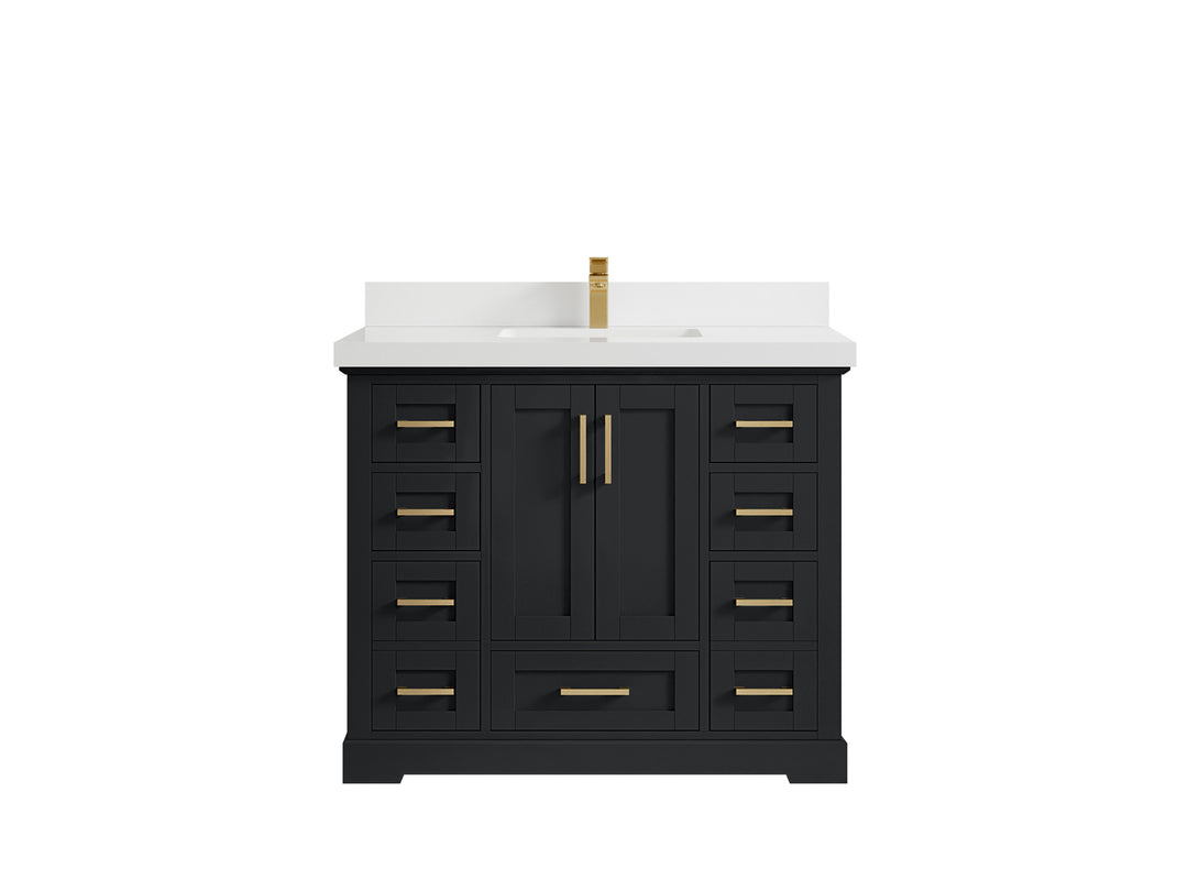 Boston 42 in. W x 22 in. D Single Sink Bathroom Vanity in Wrought Iron with 2 in White Quartz Countertop
