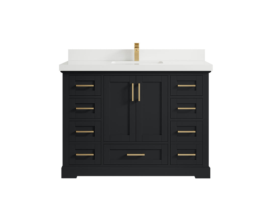 Boston 48 in. W x 22 in. D Single Sink Bathroom Vanity in Wrought Iron with 2 in White Quartz Countertop