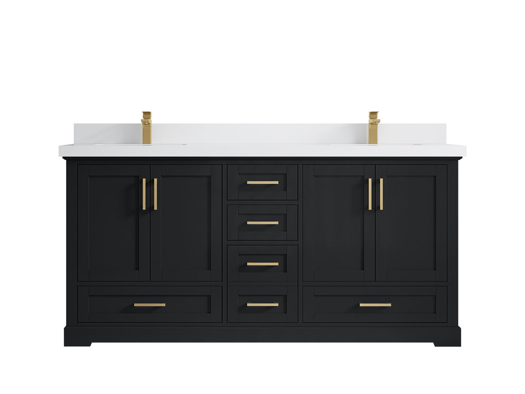 Boston 72 in. W x 22 in. D Double Sink Bathroom Vanity in Wrought Iron with 2 in White Quartz Countertop