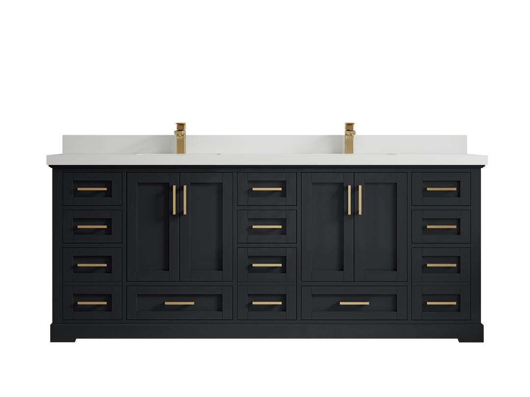 Boston 84 in. W x 22 in. D Double Sink Bathroom Vanity in Wrought Iron with 2 in White Quartz Countertop
