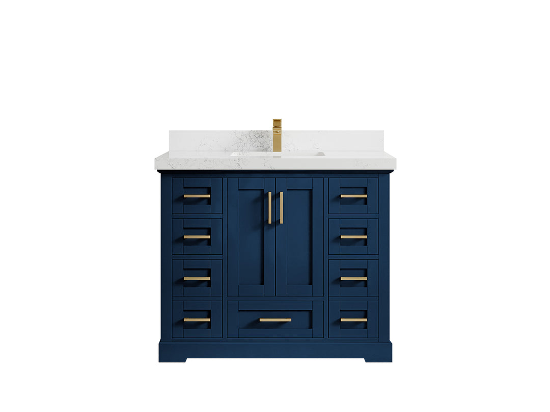 Boston 42 in. W x 22 in. D Single Sink Bathroom Vanity in Navy Blue with 2 in Empira White Countertop