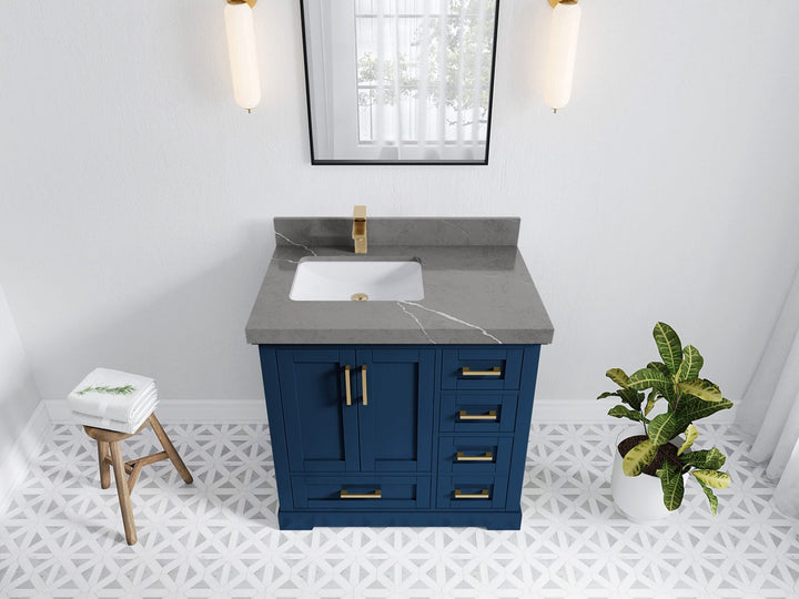 Boston 36 in. W x 22 in. D Left Offset Sink Bathroom Vanity - photo 31