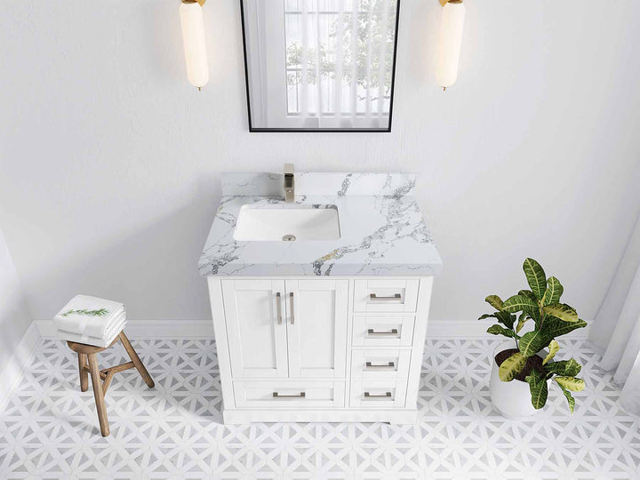 Boston 36 in. W x 22 in. D Left Offset Sink Bathroom Vanity - photo 40