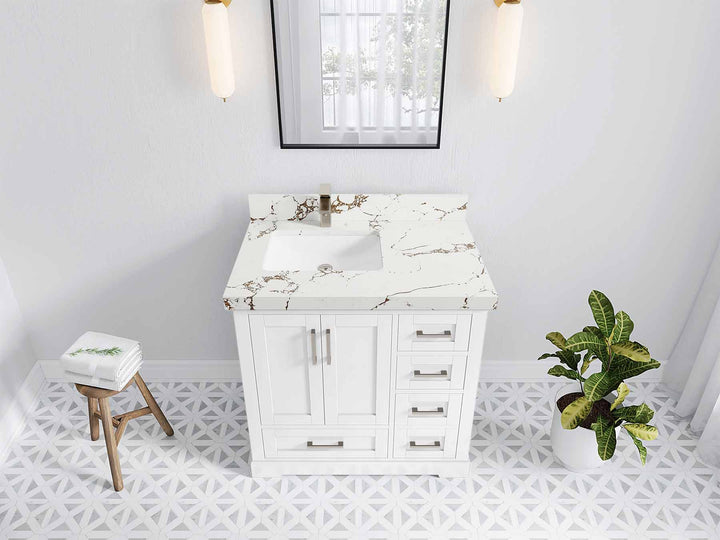 Boston 36 in. W x 22 in. D Left Offset Sink Bathroom Vanity - photo 44