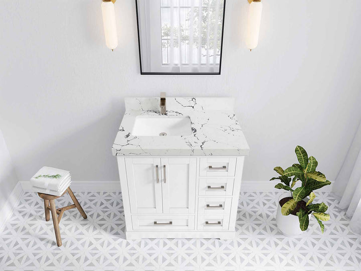 Boston 36 in. W x 22 in. D Left Offset Sink Bathroom Vanity - photo 48