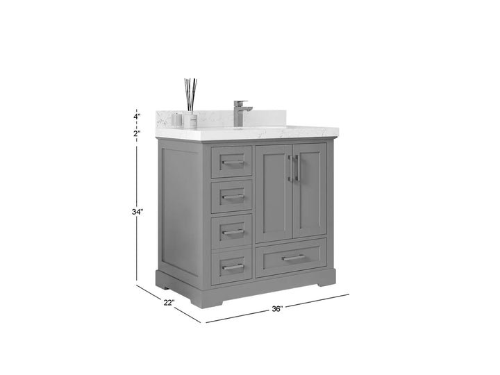 Boston 36 in. W x 22 in. D Right Offset Sink Bathroom Vanity - photo 5
