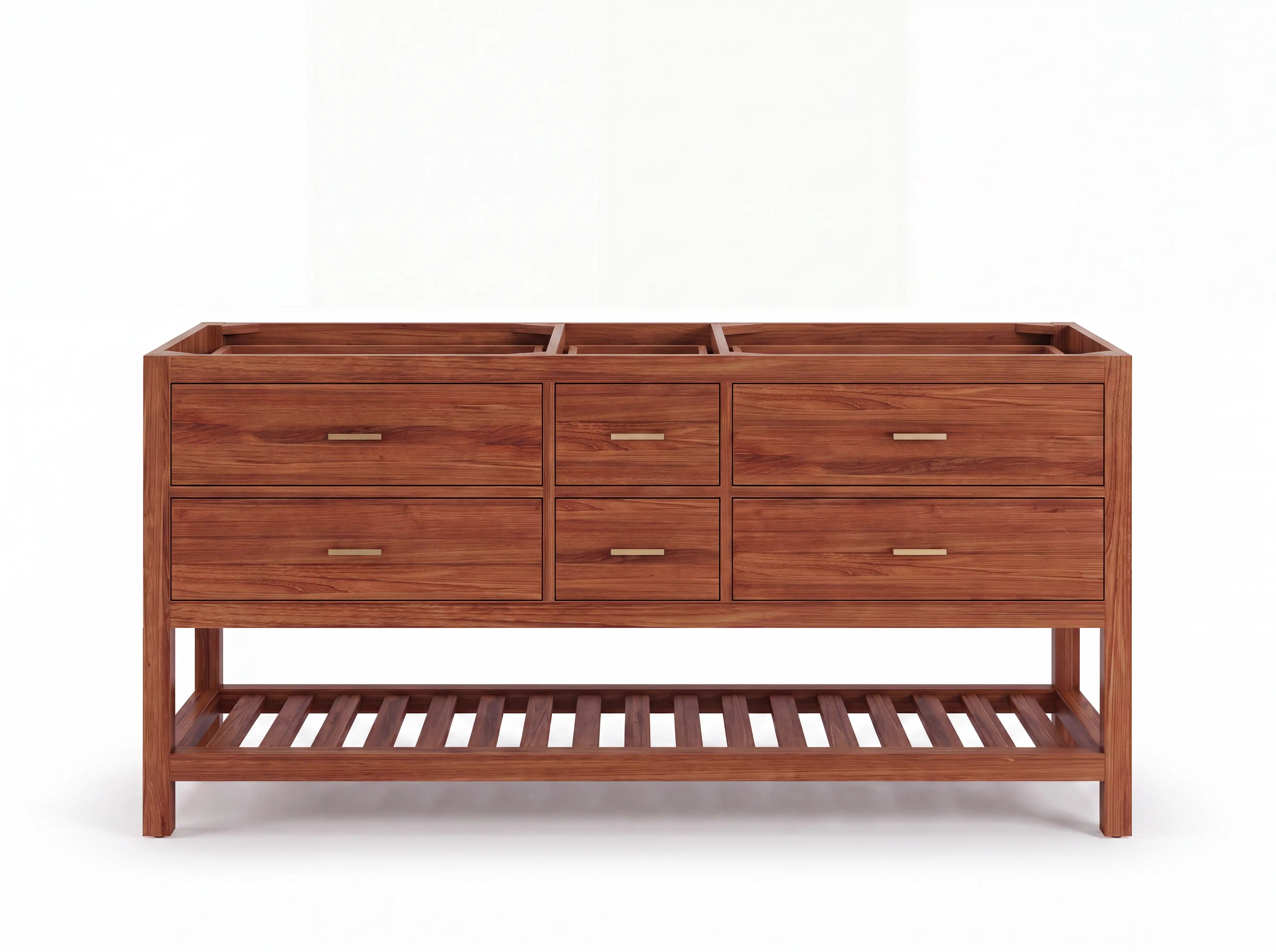 Parker Teak Wood 72 in. W x 22 in. D Double Sink Bathroom Vanity