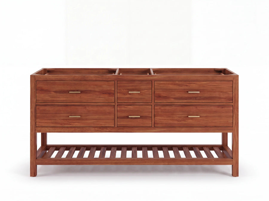 Parker Teak Wood 72 in. W x 22 in. D Double Sink Vanity Cabinet