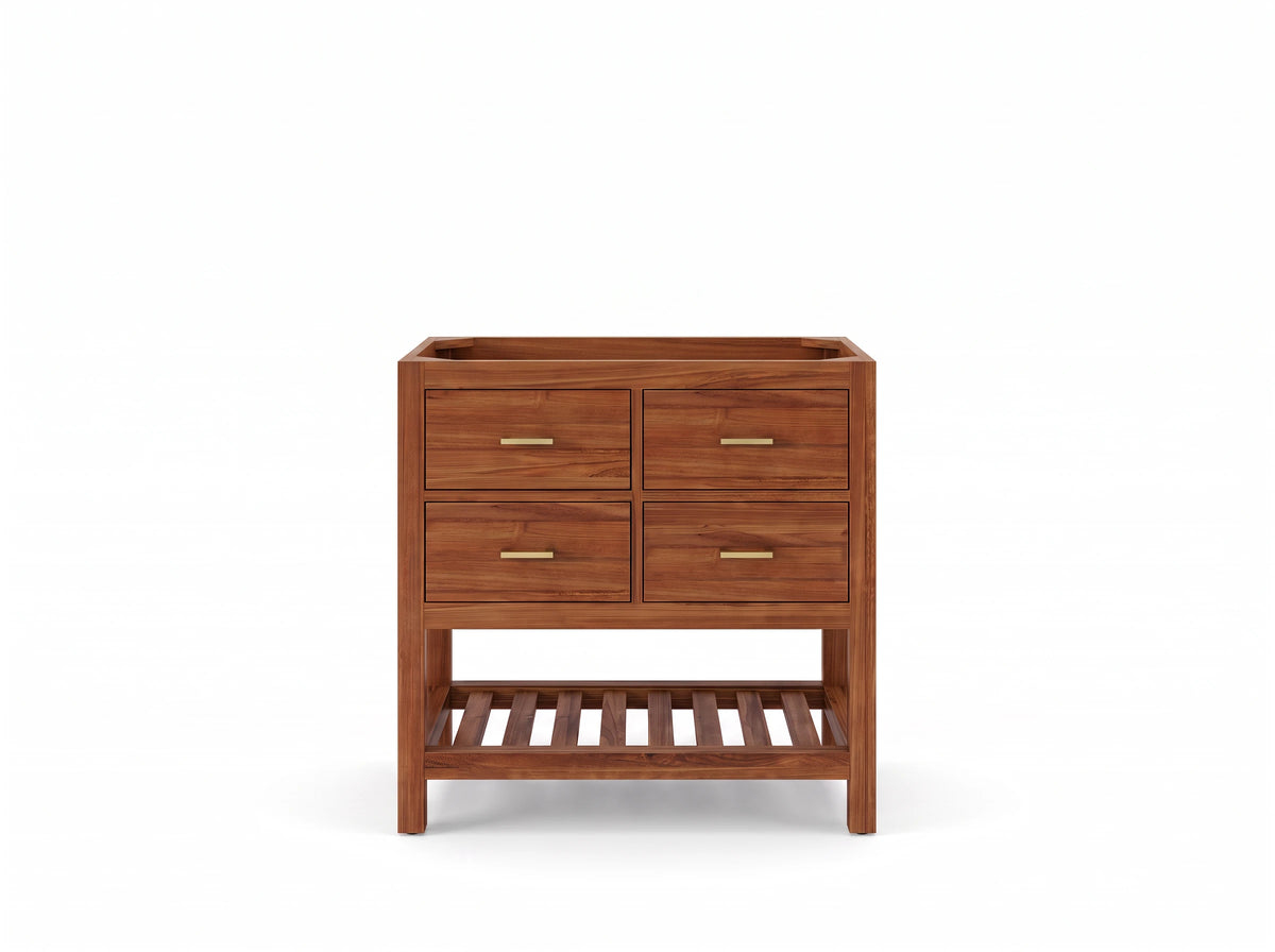 Parker Teak Wood 36 in. W x 22 in. D Center Sink Bathroom Vanity