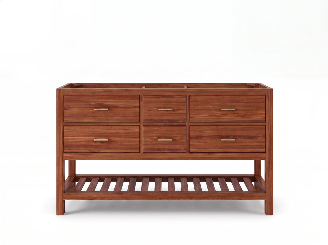 Parker Teak Wood 60 in. W x 22 in. D Double Sink Bathroom Vanity | 
              
                Dark Natural Teak
                
                  
             - PRK_TK_DNT_WHQZ_60D - photo №3
