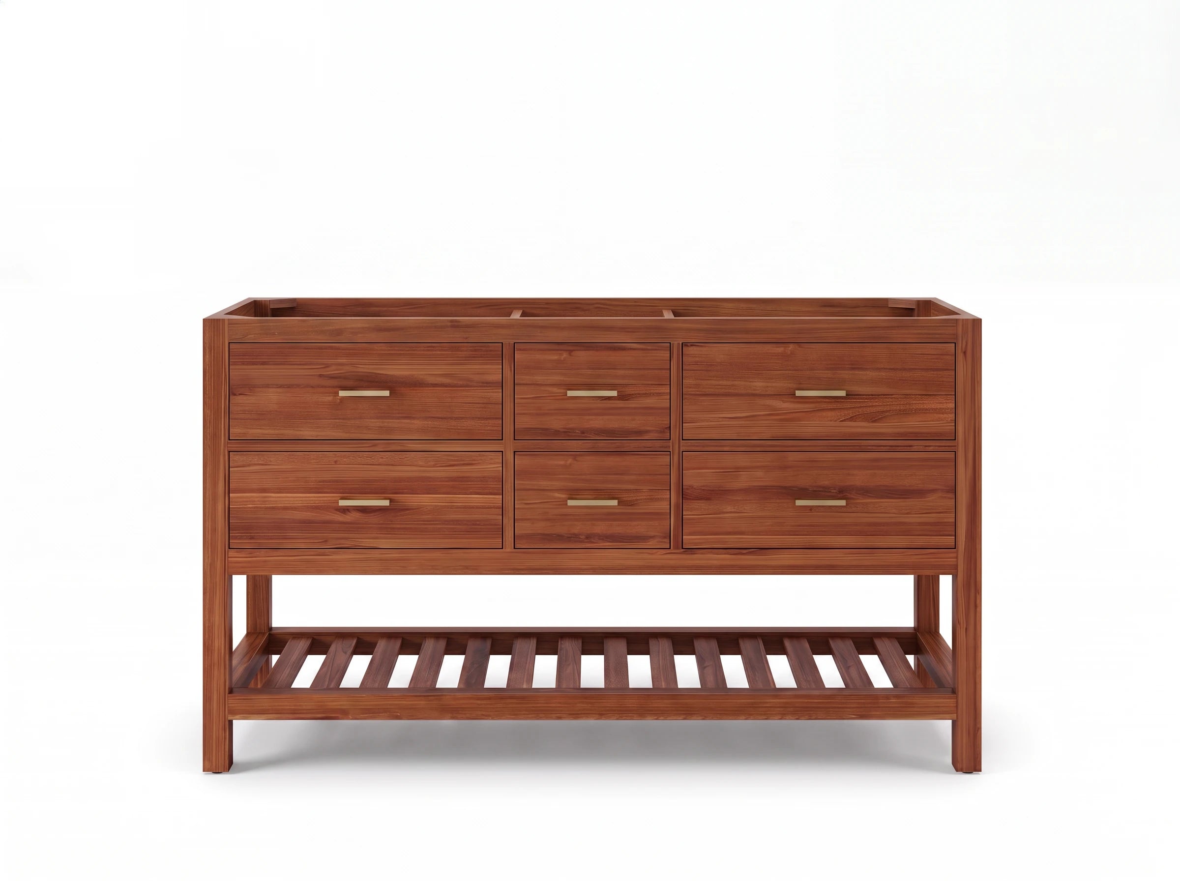 Parker Teak Wood 60 in. W x 22 in. D Double Sink Bathroom Vanity