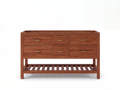 Parker Teak Wood 60 in. W x 22 in. D Double Sink Bathroom Vanity