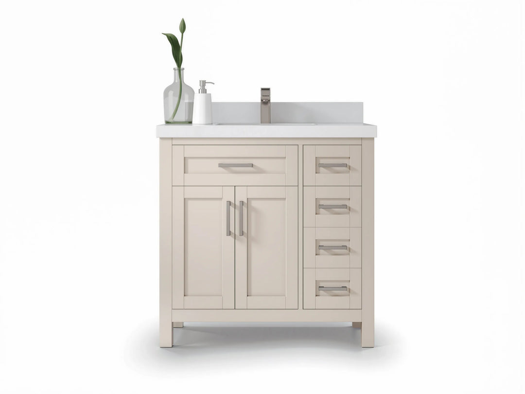 Cambridge 36 in. W x 22 in. D Single Center Sink Bathroom Vanity | 
              
                Fine Grain Linen Beige
                
                  
             - CAM-CAB-FNG-35L - photo №1