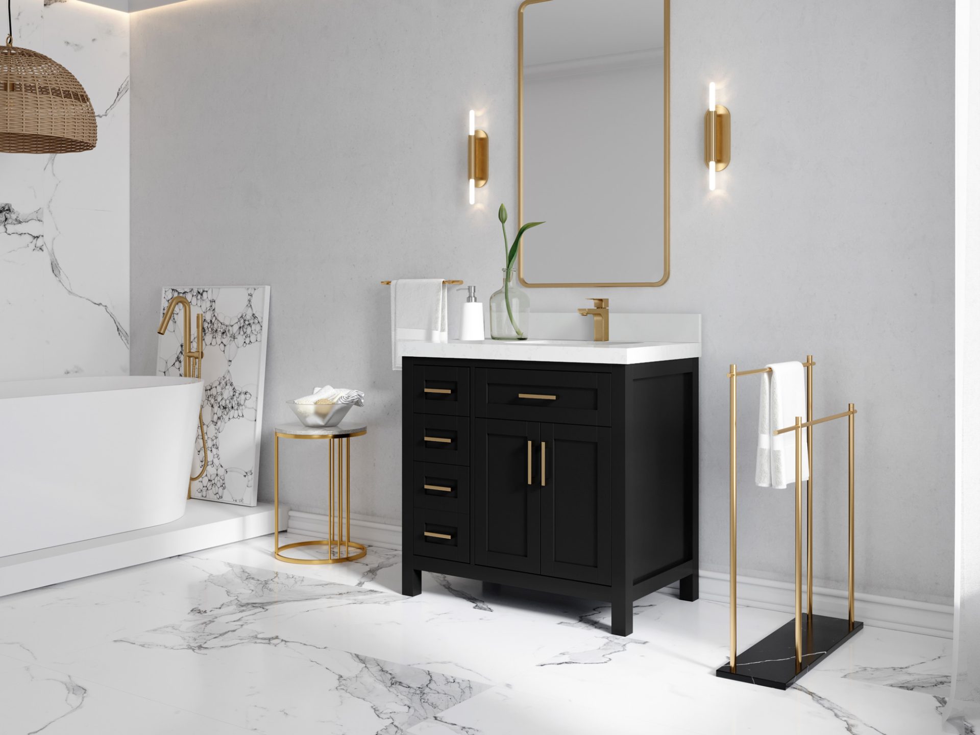 Cambridge 36 in. W x 22 in. D Right Offset Sink Bathroom Vanity