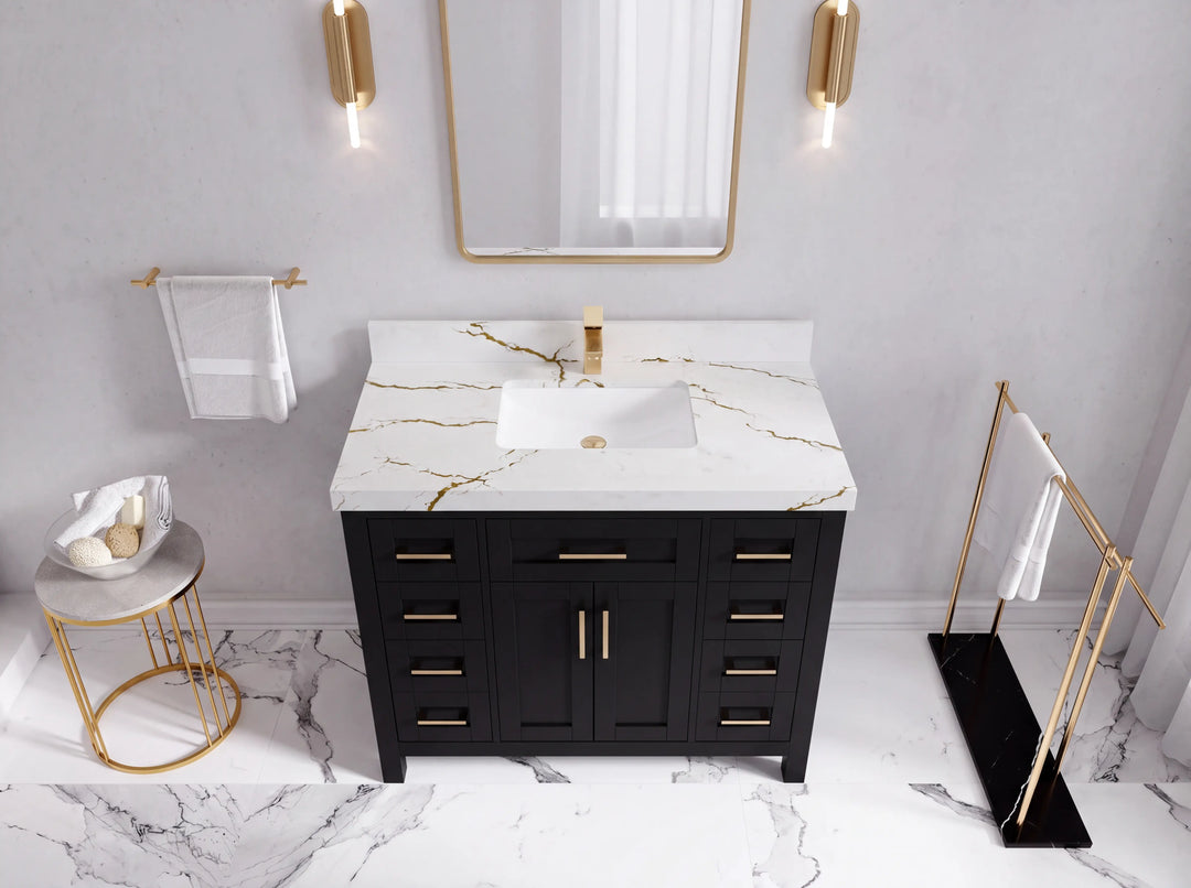 Cambridge 42 in. W x 22 in. D Single Sink Bathroom Vanity | 
              
                Black
                
                  
             - CAM_BLK_WHQZ_42 - photo №49