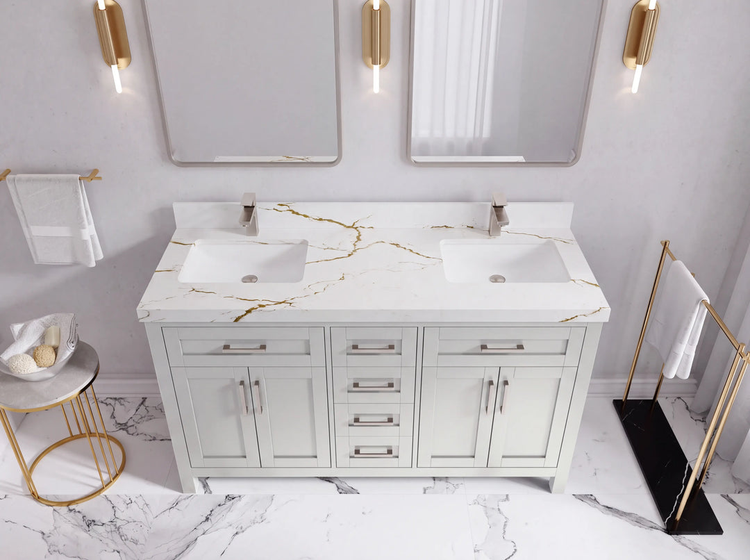 Cambridge 60 in. W x 22 in. D Double Sink Bathroom Vanity | 
              
                Coventry Gray
                
                  
             - CAM_CGR_WHQZ_60D - photo №45