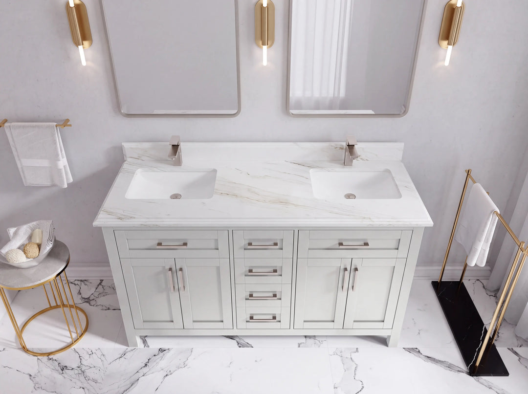 Cambridge 60 in. W x 22 in. D Double Sink Bathroom Vanity | 
              
                Coventry Gray
                
                  
             - CAM_CGR_WHQZ_60D - photo №49