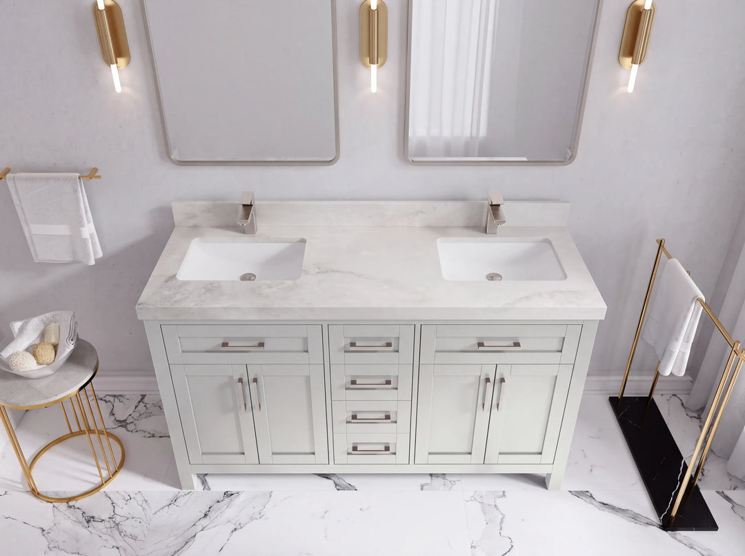 Cambridge 60 in. W x 22 in. D Double Sink Bathroom Vanity | 
              
                Coventry Gray
                
                  
             - CAM_CGR_WHQZ_60D - photo №47