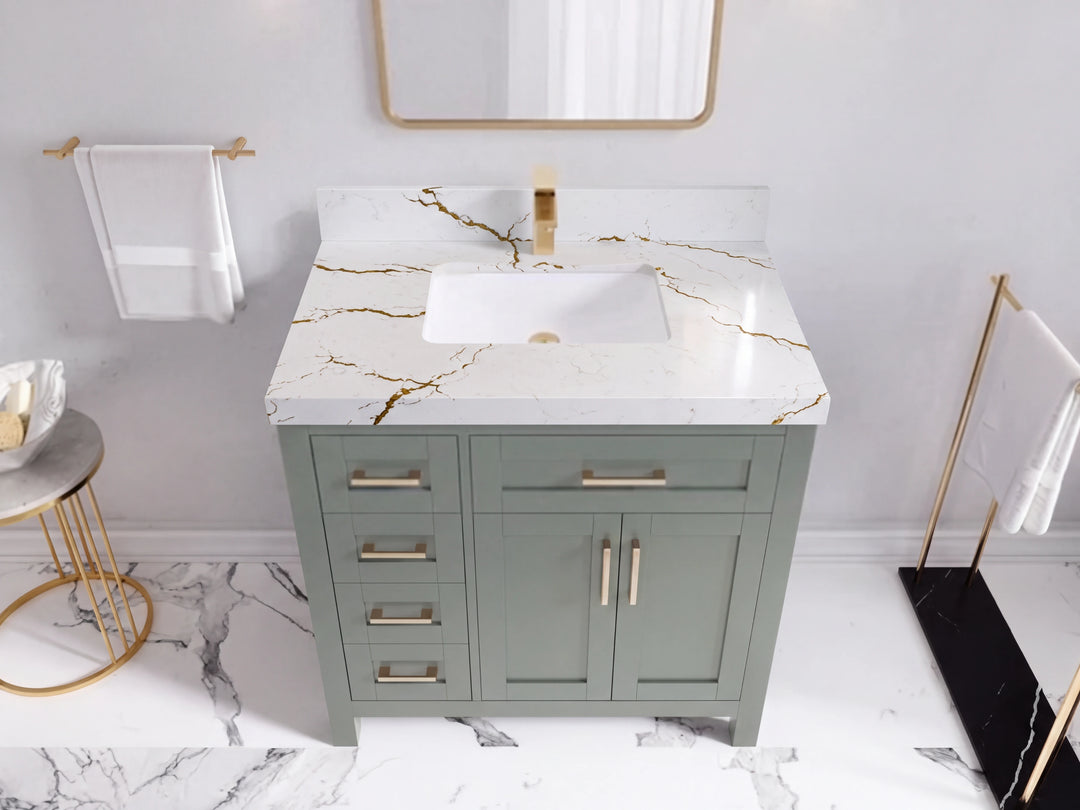 Cambridge 36 in. W x 22 in. D Single Center Sink Bathroom vanity | 
              
                Evergreen
                
                  
             - CAM_EGN_WHQZ_36CR - photo №43