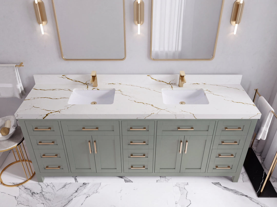 Cambridge 84 in. W x 22 in. D Double Sink Bathroom Vanity | 
              
                Evergreen
                
                  
             - CAM_EGN_WHQZ_84 - photo №48