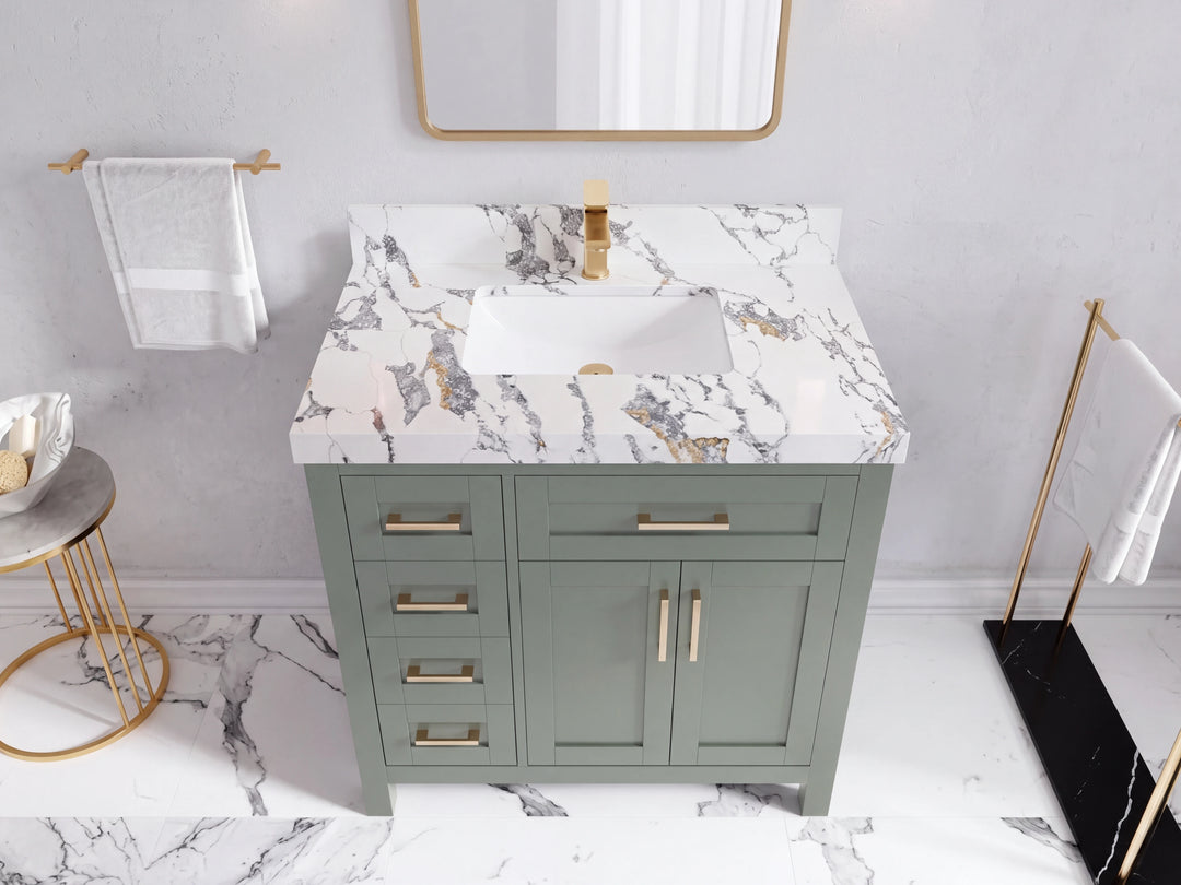 Cambridge 36 in. W x 22 in. D Single Center Sink Bathroom vanity | 
              
                Evergreen
                
                  
             - CAM_EGN_WHQZ_36CR - photo №48