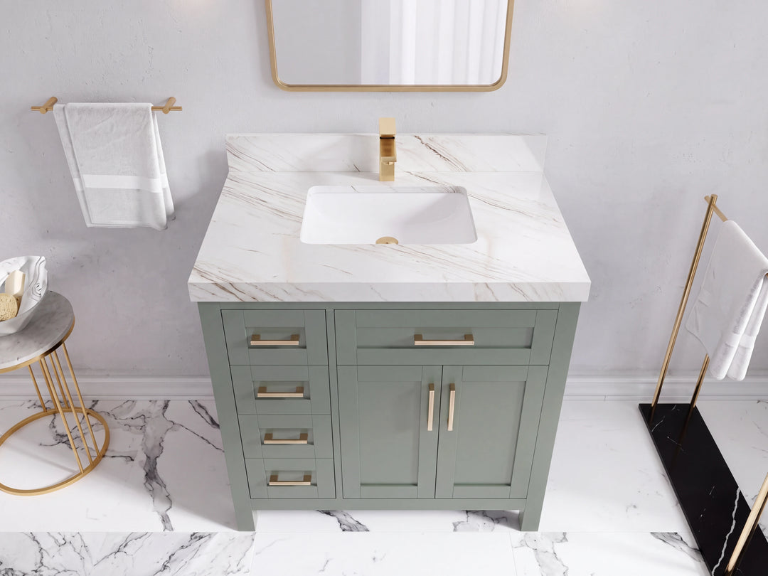 Cambridge 36 in. W x 22 in. D Single Center Sink Bathroom vanity | 
              
                Evergreen
                
                  
             - CAM_EGN_WHQZ_36CR - photo №46