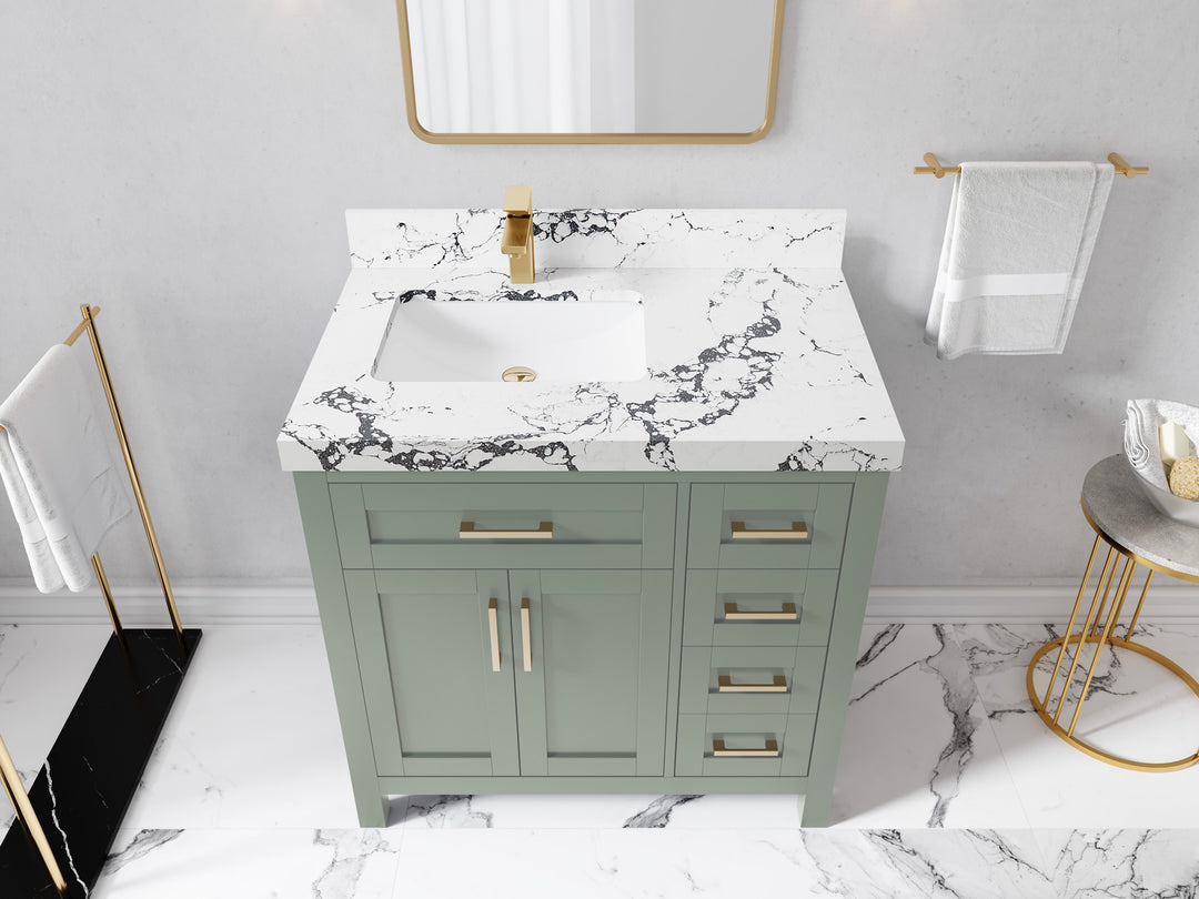Cambridge 36 in. W x 22 in. D Left Offset Sink Bathroom Vanity