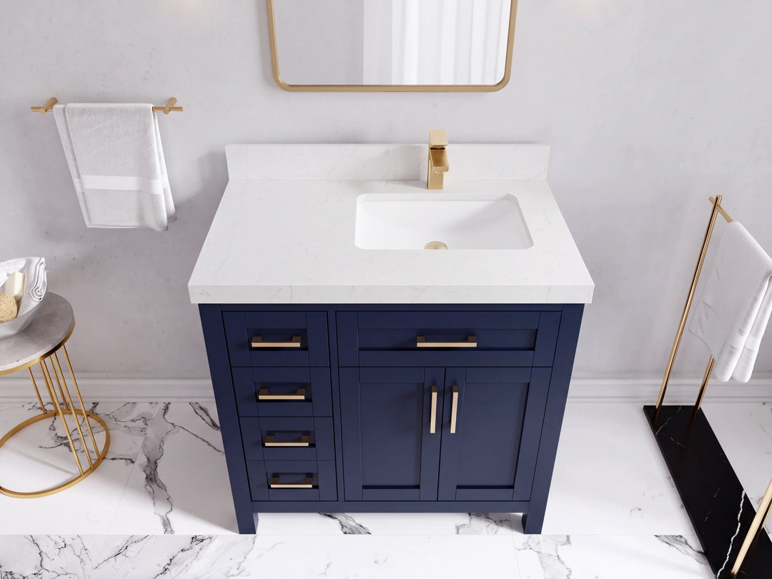 Cambridge 36 in. W x 22 in. D Right Offset Sink Bathroom Vanity | 
              
                Hale Navy Blue
                
                  
             - CAM_HLN_WHQZ_36R - photo №46