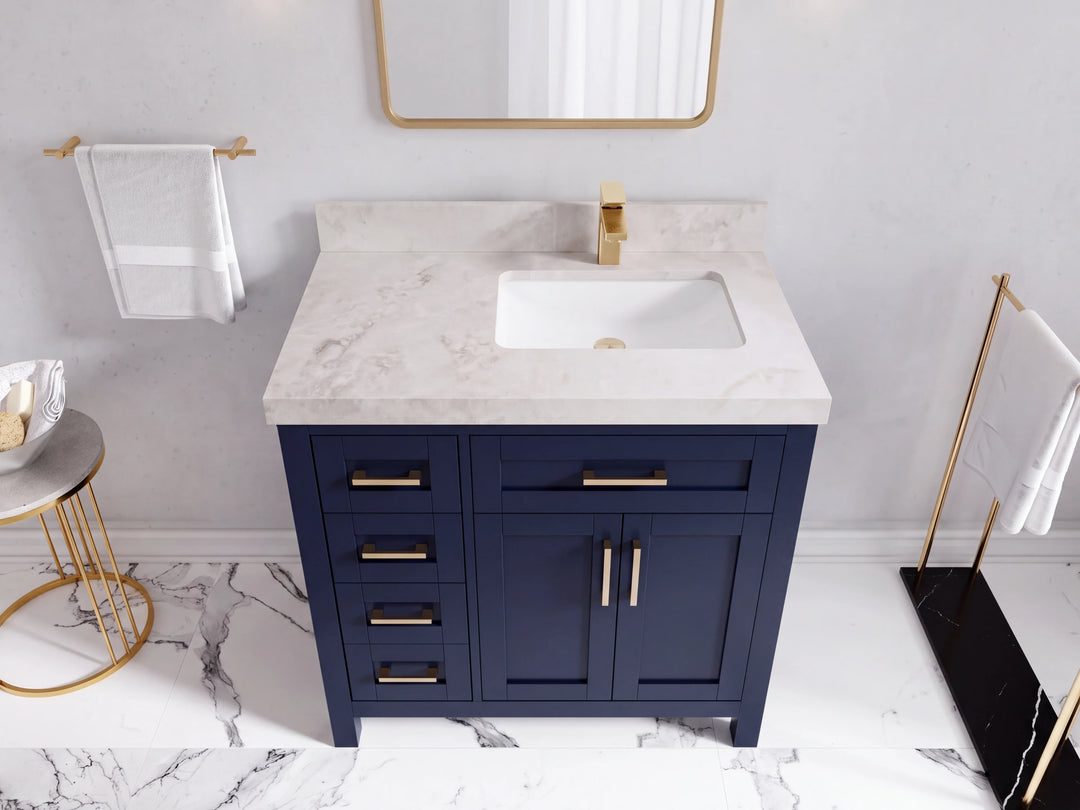Cambridge 36 in. W x 22 in. D Right Offset Sink Bathroom Vanity | 
              
                Hale Navy Blue
                
                  
             - CAM_HLN_WHQZ_36R - photo №47