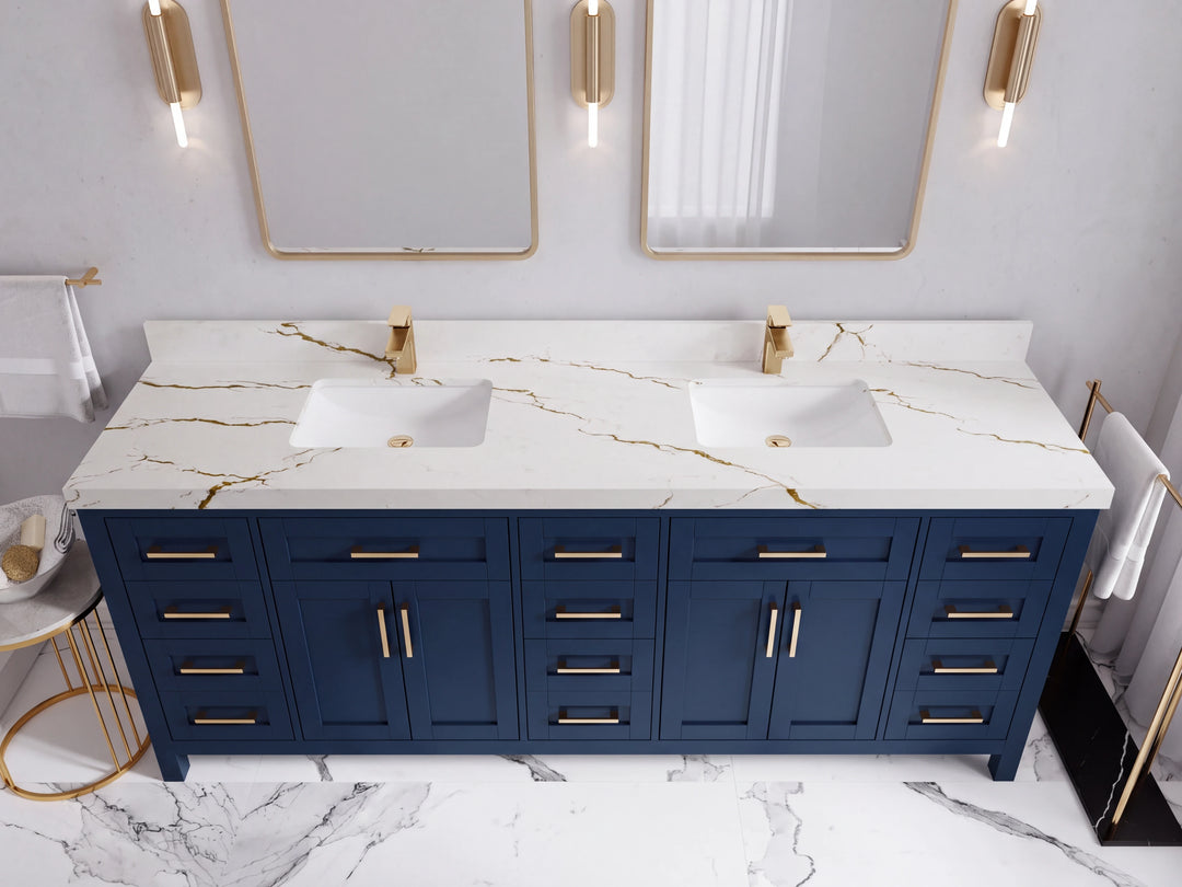 Cambridge 84 in. W x 22 in. D Double Sink Bathroom Vanity | 
              
                Navy Blue
                
                  
             - CAM_NB_WHQZ_84D - photo №45