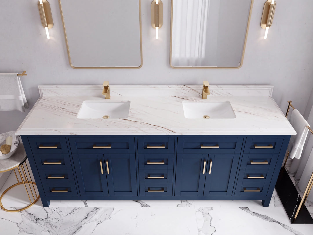 Cambridge 84 in. W x 22 in. D Double Sink Bathroom Vanity | 
              
                Navy Blue
                
                  
             - CAM_NB_WHQZ_84D - photo №49