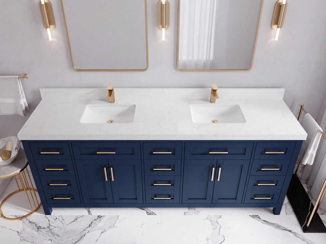 Cambridge 84 in. W x 22 in. D Double Sink Bathroom Vanity | 
              
                Navy Blue
                
                  
             - CAM_NB_WHQZ_84D - photo №46
