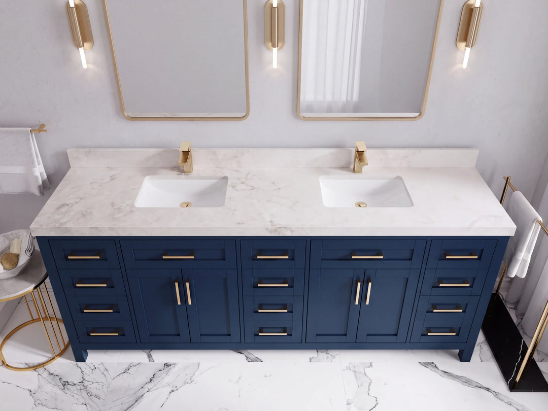 Cambridge 84 in. W x 22 in. D Double Sink Bathroom Vanity | 
              
                Navy Blue
                
                  
             - CAM_NB_WHQZ_84D - photo №47