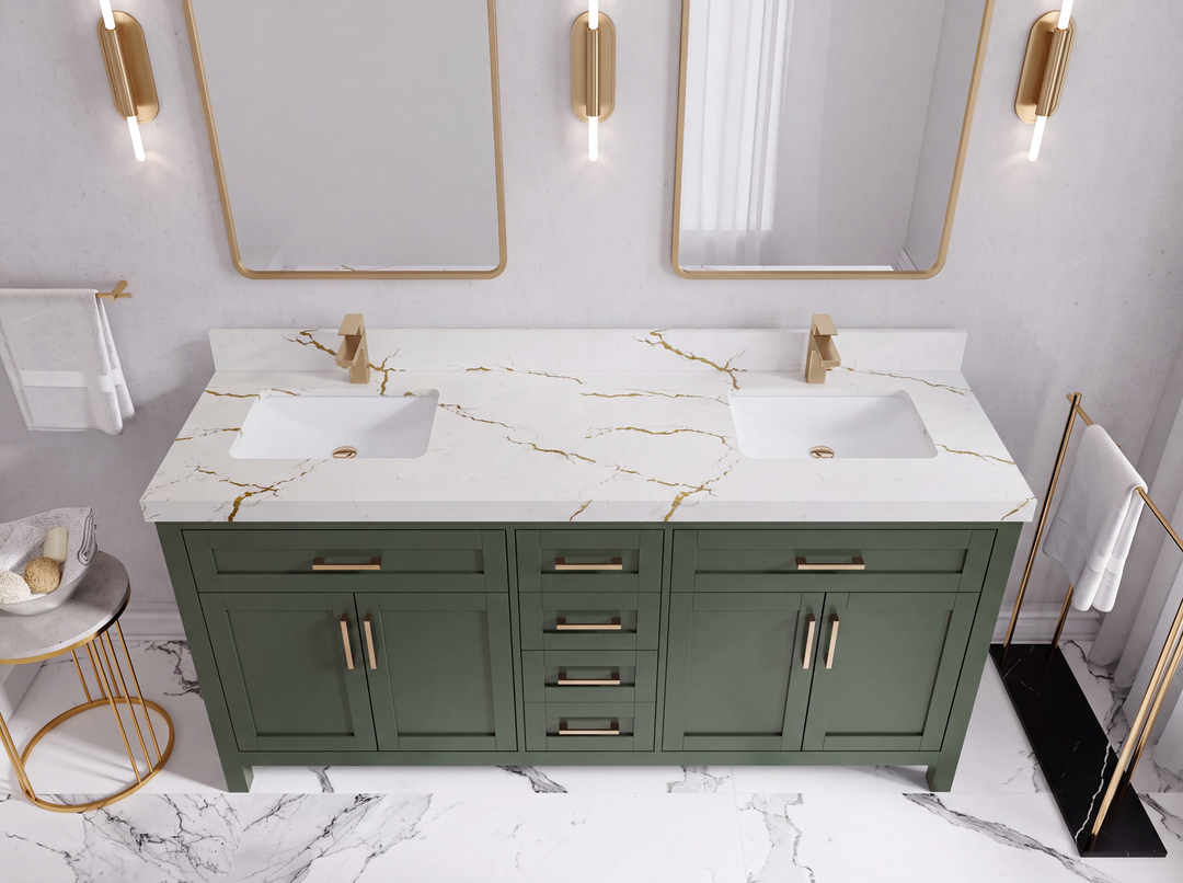 Cambridge 72 in. W x 22 in. D Double Sink Bathroom Vanity | 
              
                Pewter Green
                
                  
             - CAM_PGN_WHQZ_72D - photo №45