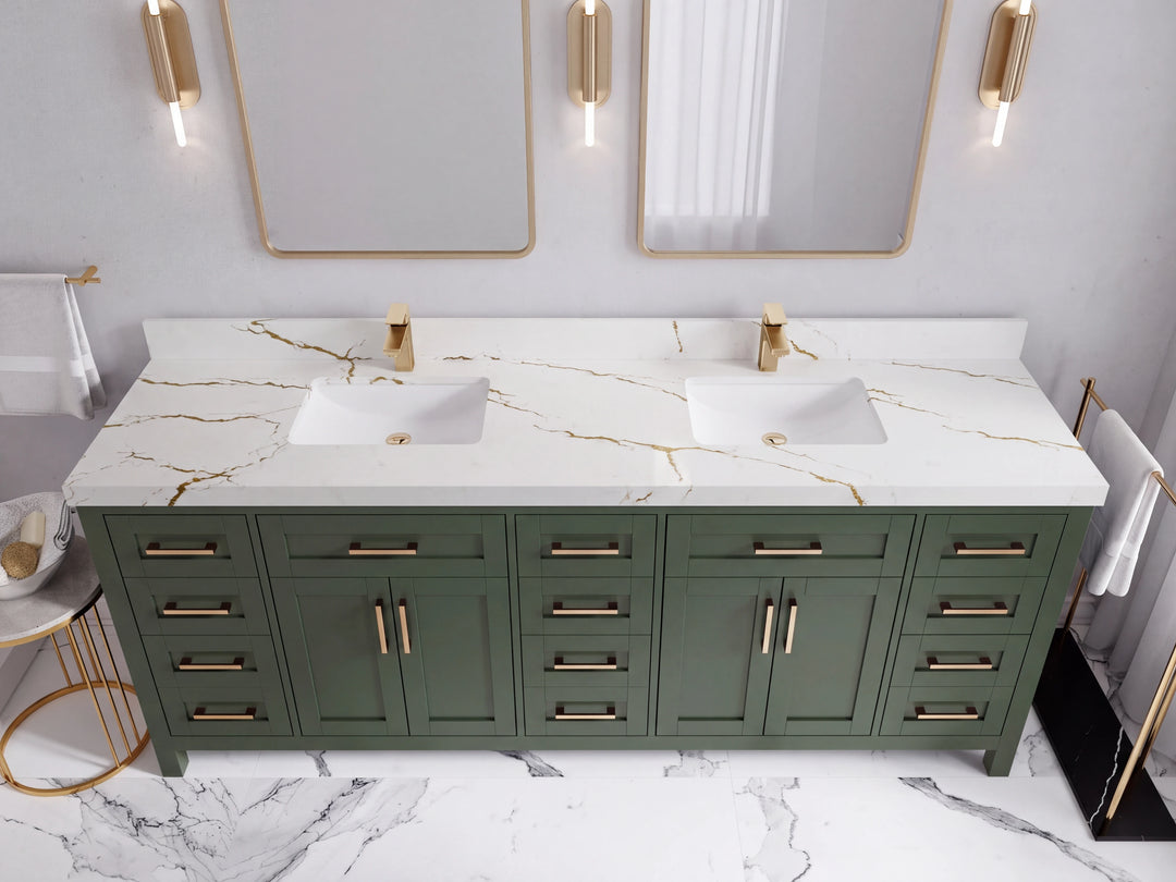 Cambridge 84 in. W x 22 in. D Double Sink Bathroom Vanity | 
              
                Pewter Green
                
                  
             - CAM_PGN_WHQZ_84 - photo №48