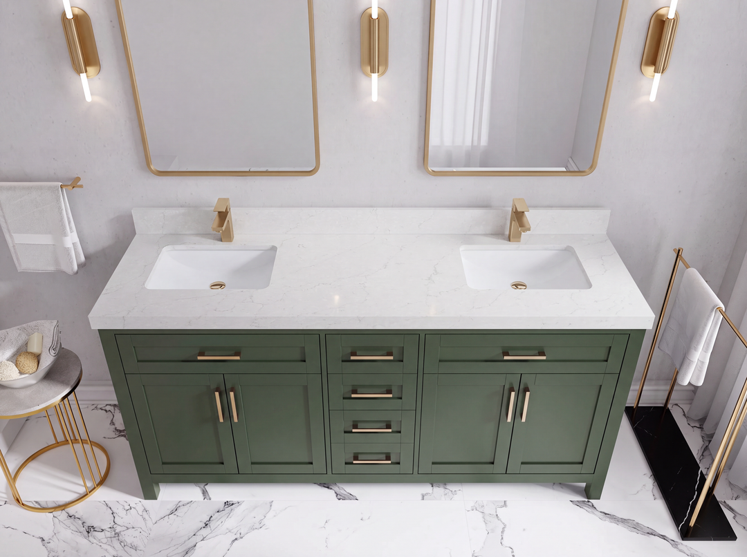 Cambridge 72 in. W x 22 in. D Double Sink Bathroom Vanity | 
              
                Pewter Green
                
                  
             - CAM_PGN_WHQZ_72D - photo №46