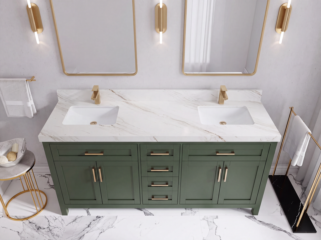 Cambridge 72 in. W x 22 in. D Double Sink Bathroom Vanity | 
              
                Pewter Green
                
                  
             - CAM_PGN_WHQZ_72D - photo №48