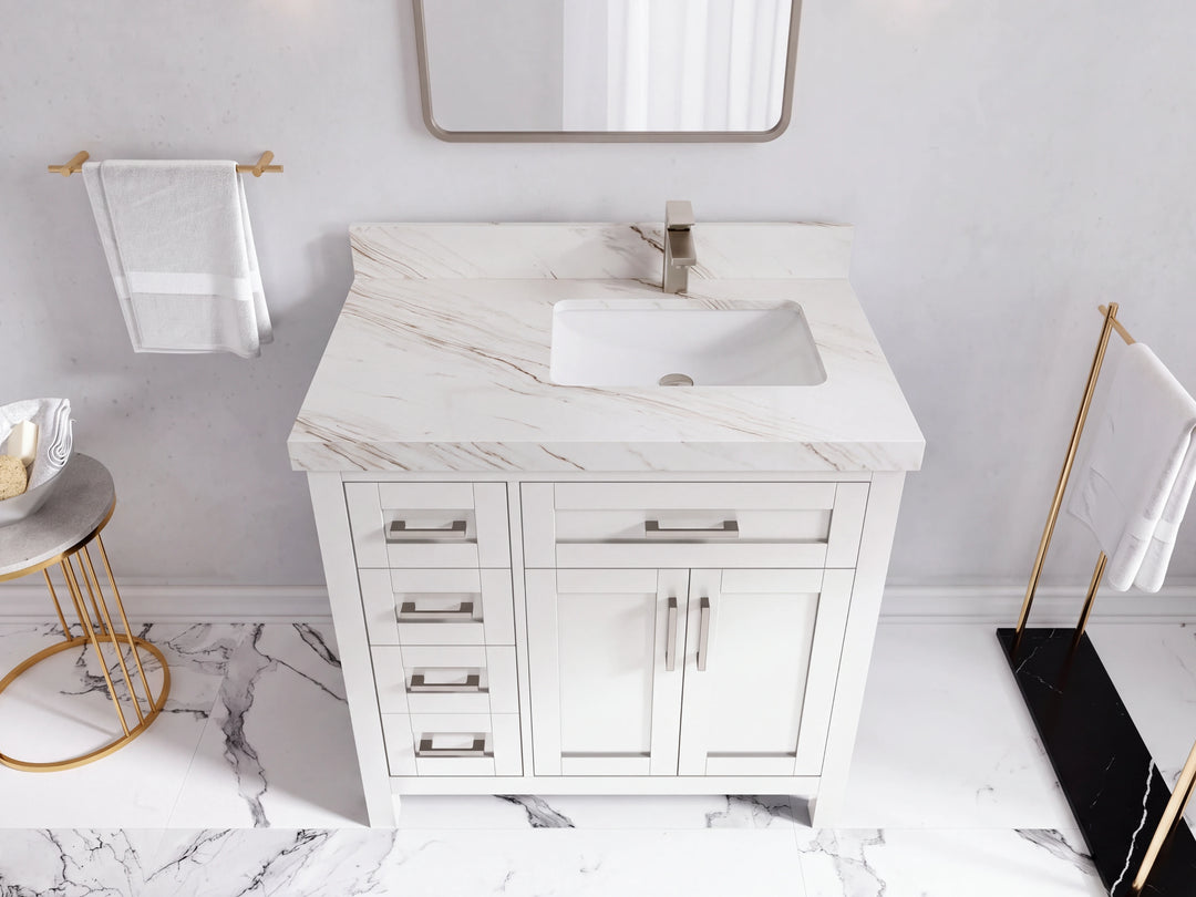 Cambridge 36 in. W x 22 in. D Right Offset Sink Bathroom Vanity | 
              
                White
                
                  
             - CAM_WH_WHQZ_36R - photo №48