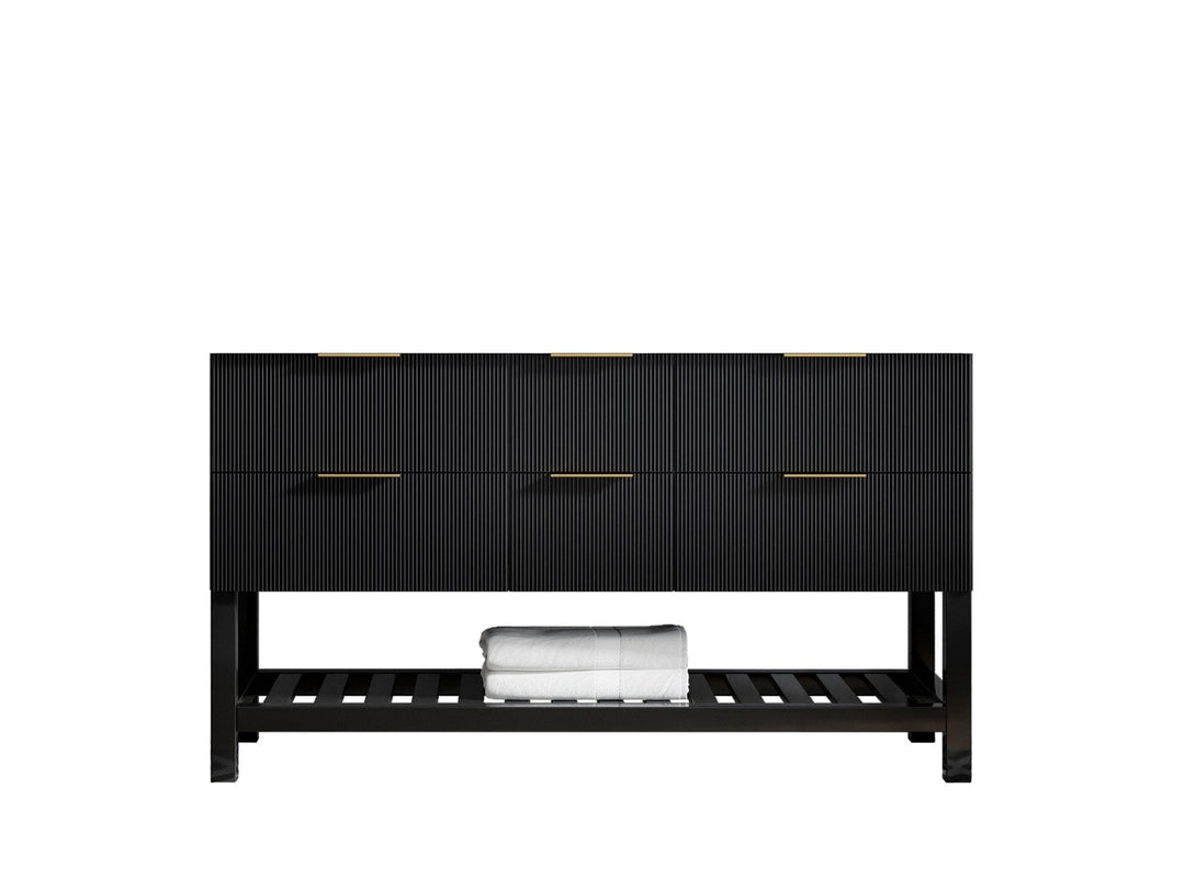 Catalina 60 in. W x 22 in. D Double Sink Bathroom Vanity in Black with Countertop - Cabinet Only