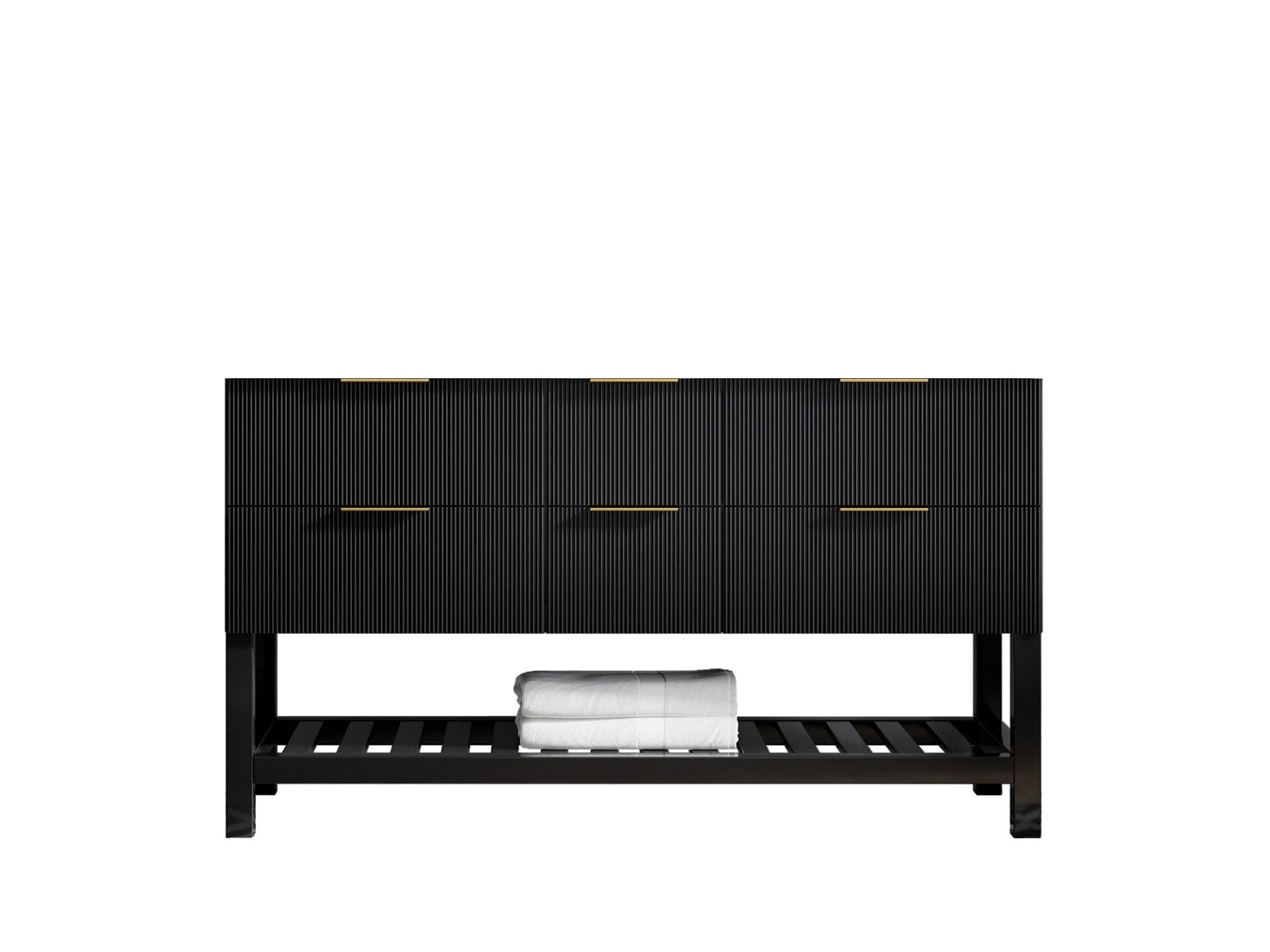Catalina 60 in. W x 22 in. D Double Sink Bathroom Vanity in Black with Countertop - Cabinet Only