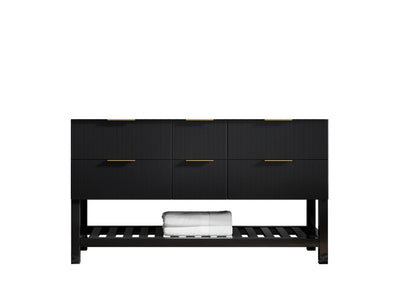 Catalina 60 in. W x 22 in. D Double Sink Bathroom Vanity in Black with Countertop - Cabinet Only