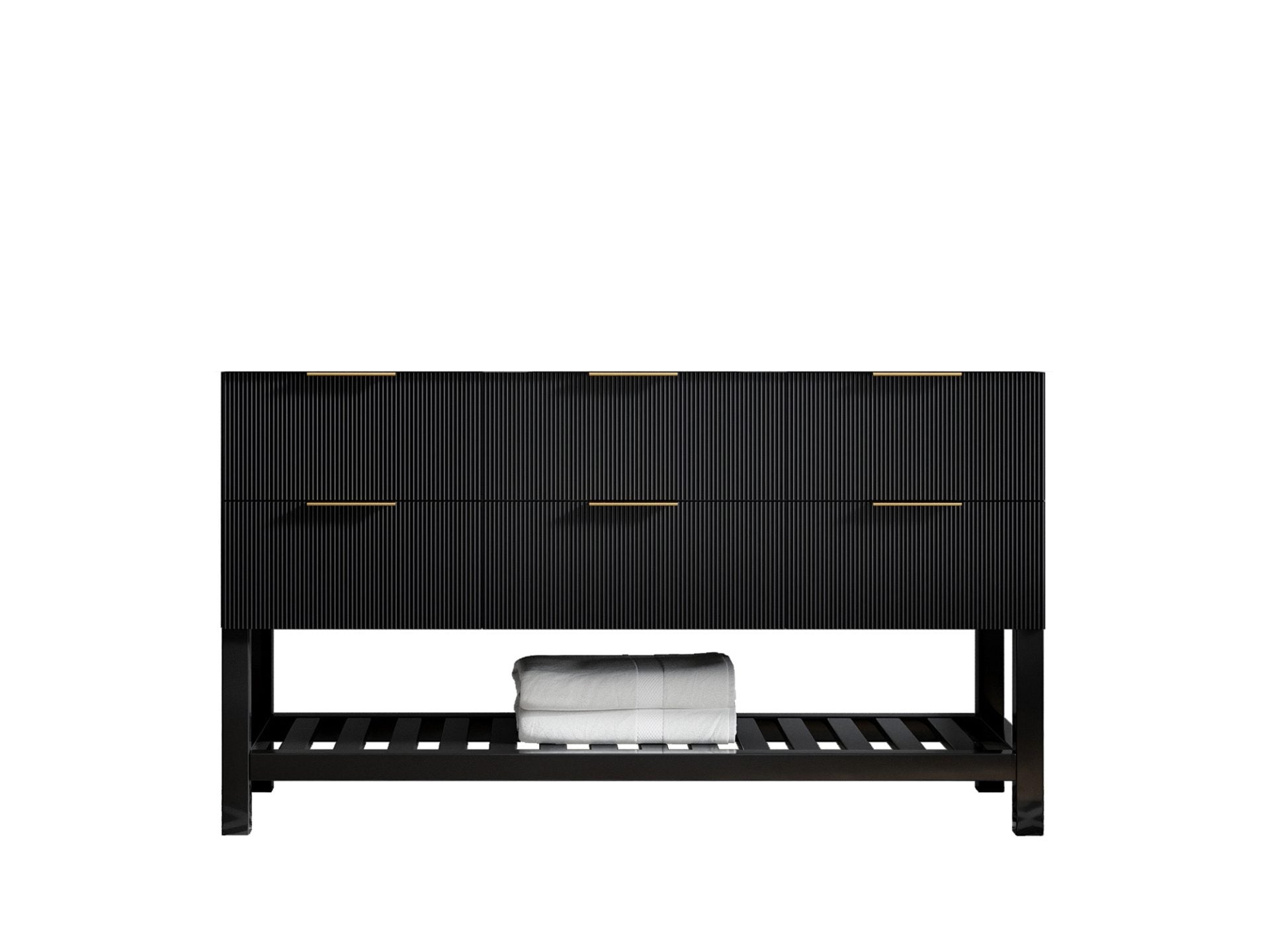 Catalina 60 in. W x 22 in. D Single Sink Bathroom Vanity in Black with Countertop - Cabinet Only