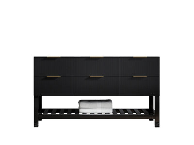 Catalina 60 in. W x 22 in. D Single Sink Bathroom Vanity in Black with Countertop - Cabinet Only